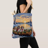 Tote Bag Cavalier King Charles Spaniel Noël Bateau (De près)