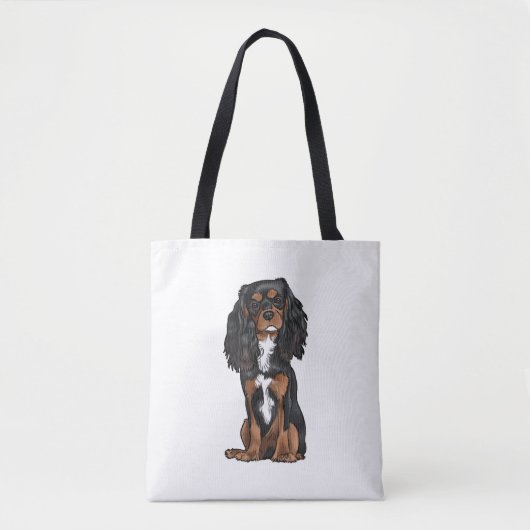 Tote Bag Cavalier King Charles Spaniel - Noir et Tan (Devant)