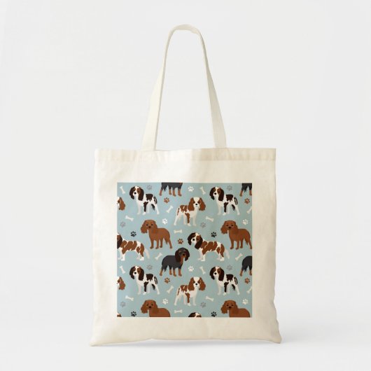 Tote Bag Cavalier King Charles Spaniel Paws and Bones (Devant)