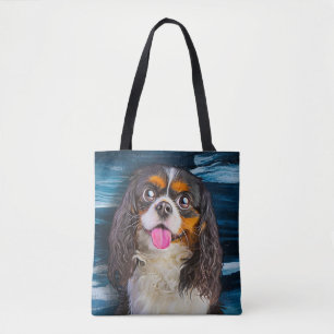 Tote Bag Cavalier King Charles Spaniel Peinture Portrait