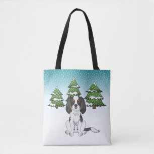 Tote Bag Cavalier King Charles Spaniel tricolore en hiver