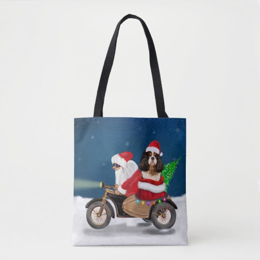 Tote Bag Cavalier King Chien Noël Père Noël (Devant)