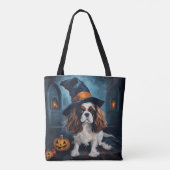 Tote Bag Cavalier King Citrouilles Halloween effrayant (Dos)
