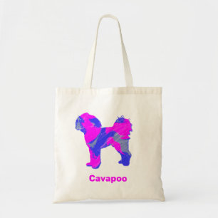 Tote Bag Cavapoo Chien fou Hot Rose & Blue