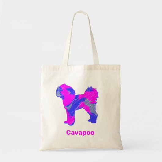 Tote Bag Cavapoo Chien fou Hot Rose & Blue (Devant)