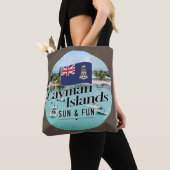 Tote Bag "Cayman Islands Sun & Fun" avec drapeau (De près)