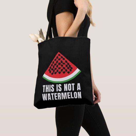Tote Bag Ce n'est pas une pastèque - Palestinien keffiyeh (De près)