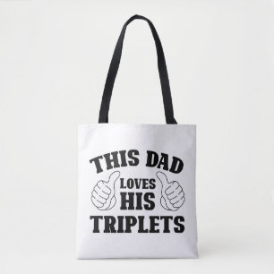 Tote Bag Ce papa aime ses triplés - Cadeau pour papa avec T