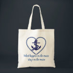 Tote Bag Ce qui se passe sur la croisière Funny Ancre nauti<br><div class="desc">Ce design a été créé par art numérique et peut être personnalisé dans la zone fournie par le changement de la photo et/ou du texte. Vous pouvez également le customiser en choisissant l'option cliquer pour customiser une autre option et supprimer ou modifier la couleur de l'arrière - plan, ajouter du...</div>