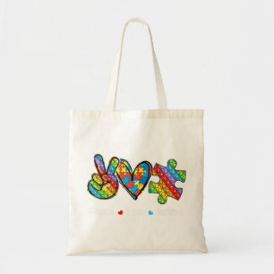 Tote Bag Ce tee avec la main de paix, la forme du coeur et