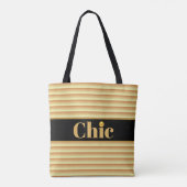 Tote Bag Ceinture noire chic sur rayure dorée (Dos)