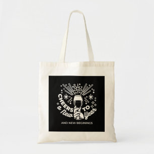 Tote Bag Célébrer les nouveaux débuts Vin Verre Illustratio