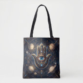 Tote Bag Celestial Hamsa Hand & Evil Eye Cosmic Protection  (Devant)