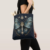 Tote Bag Celestial Moth Dark Aesthetic - Gothic Witch Art (De près)