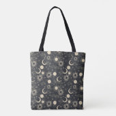 Tote Bag celestial space sun moon galaxy planet beige (Dos)