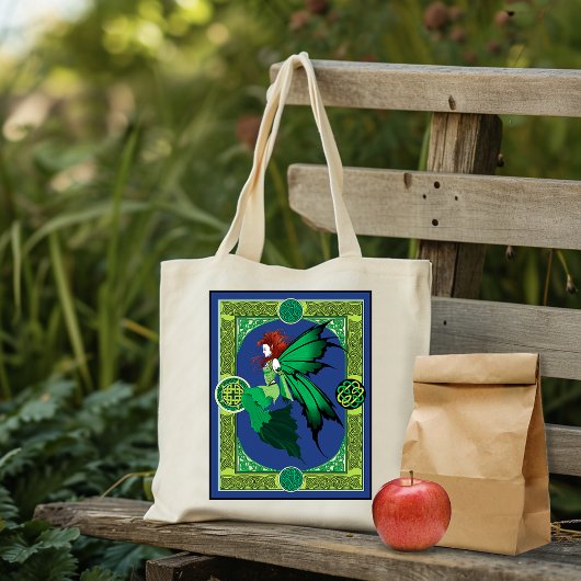 Tote Bag Celtic Knot Work Green Fairy