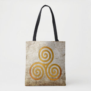Tote Bag Celtic Triskele or antique + votre backgr. & idée