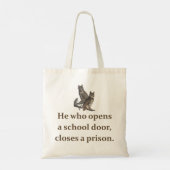 Tote Bag Celui Qui Ouvre Une Porte D'École - Citation Pour  (Dos)