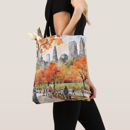 Tote Bag Central Park, aquarelles, générées par l'IA, (De près)
