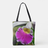 Tote Bag Centre de fleurs d'orchidées pourpres (Dos)