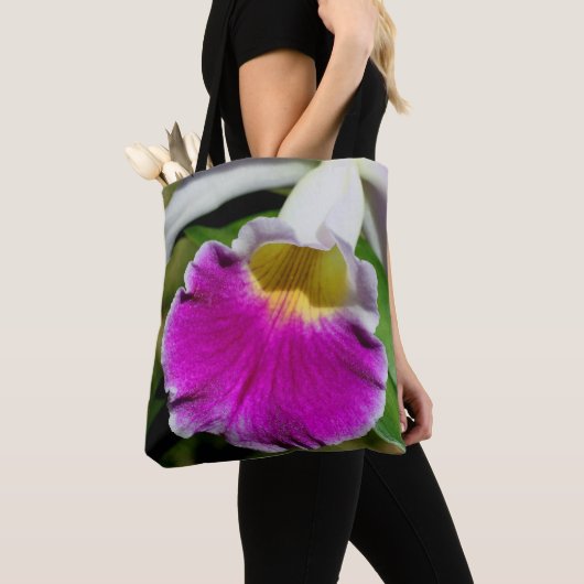 Tote Bag Centre de fleurs d'orchidées pourpres (De près)