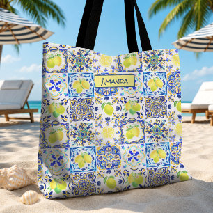 Tote Bag Céramique méditerranéenne sicilienne d'été citrine