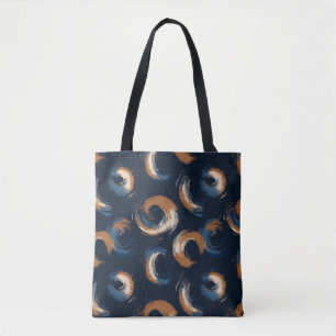 Tote Bag Cercle bleu et Brown sur Arrière - plan foncé