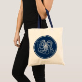 Tote Bag Cercle bleu marine Vintage blanc octopus (Devant (produit))