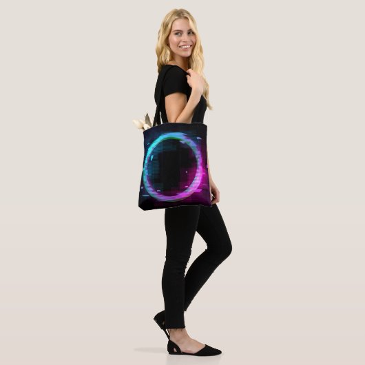 Tote Bag Cercle de jachère à ondes vapeur Synthwave avec b (Sur le modèle)