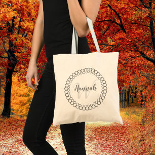 Tote Bag Cercle décoratif gris Personnaliser Monogramme Fou