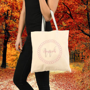 Tote Bag Cercle décoratif rose Personnaliser Monogram Fourr