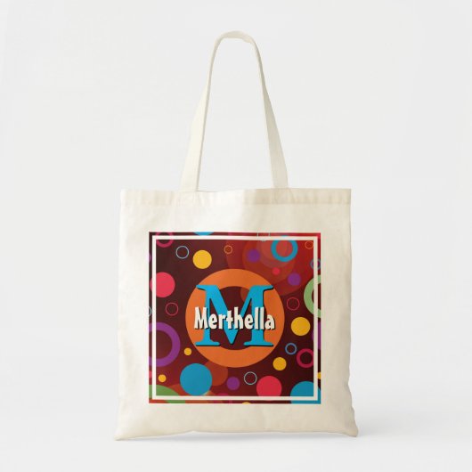 Tote Bag Cercle géométrique Anneaux Points Monogramme perso (Devant)