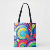 Tote Bag Cercles Abstraits colorés Peinture (Devant)