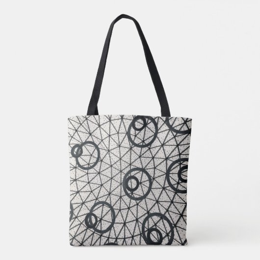 Tote Bag Cercles Abstraits noirs et blancs (Dos)