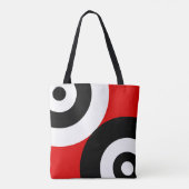 Tote Bag Cercles Abstraits noirs et blancs en rouge (Dos)