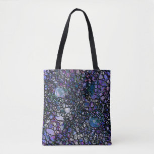 Tote Bag Cercles abstraits tirés par la main, bleu,