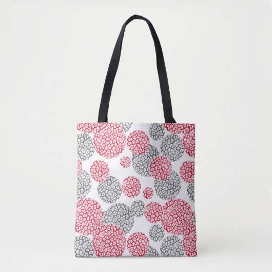 Tote Bag Cercles avec imprimé léopard gris et rouge (Devant)