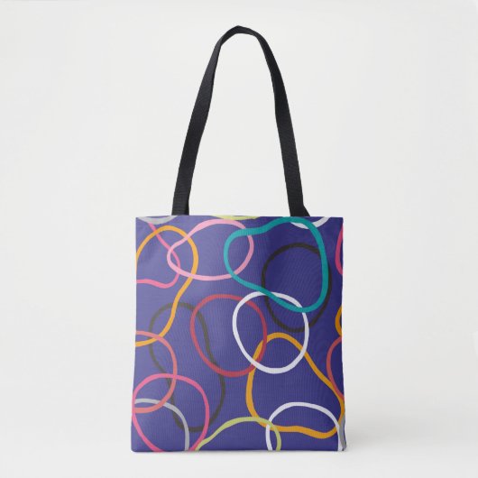 Tote Bag Cercles, bandes abstraites sans couture motif vint (Devant)