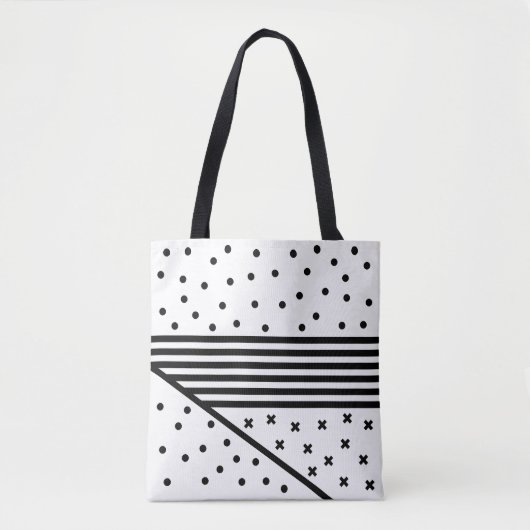 Tote Bag Cercles, bandes et croix Motif monochrome (Devant)