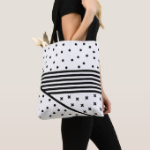 Tote Bag Cercles, bandes et croix Motif monochrome (De près)