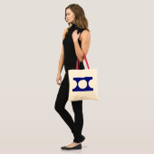 Tote Bag Cercles blancs en bleu (Devant (modèle))