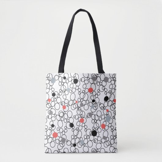 Tote Bag Cercles blancs noirs coralliens, points (Devant)