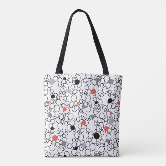 Tote Bag Cercles blancs noirs coralliens, points (Dos)