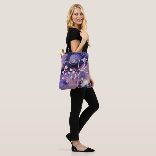 Tote Bag Cercles bleu pourpre (Sur le modèle)