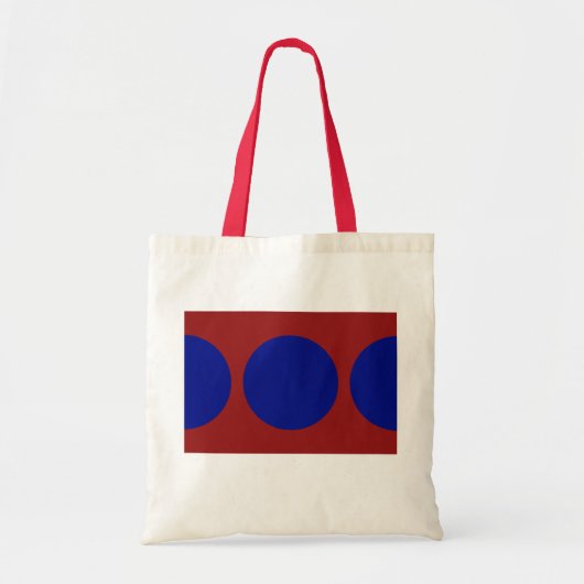 Tote Bag Cercles bleus sur fond rouge (Devant)