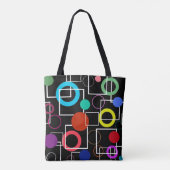 Tote Bag Cercles colorés et carrés blancs (Dos)