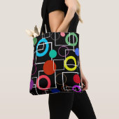 Tote Bag Cercles colorés et carrés blancs (De près)