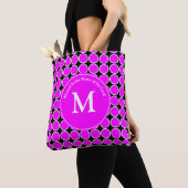 Tote Bag Cercles de points MONOGRAMME rose vif (De près)