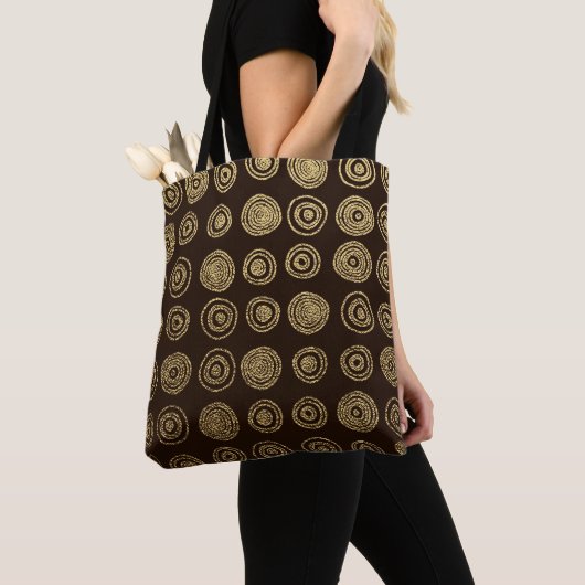 Tote Bag Cercles d'or : Motif à main (De près)