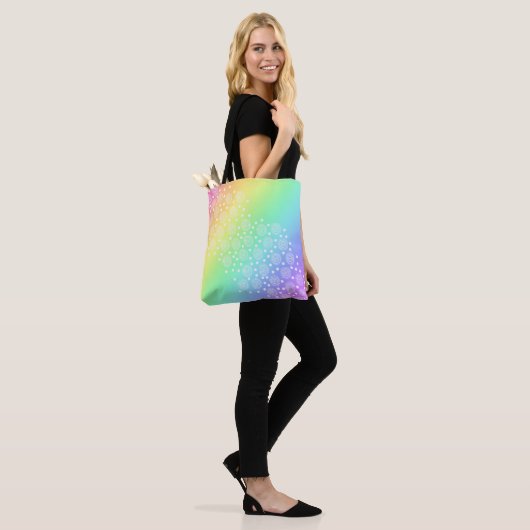 Tote Bag Cercles et points de dégradé arc-en-ciel (Sur le modèle)